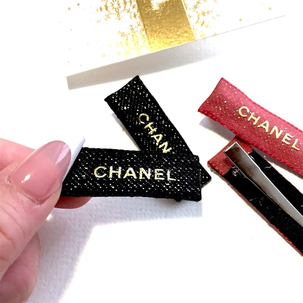 Handmade Upcycled Hair Clip, Repurposed From Chanel Golden Letter Ribbon